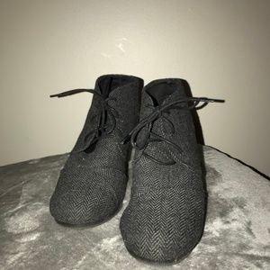 Dark Gray Lace Up Wedges